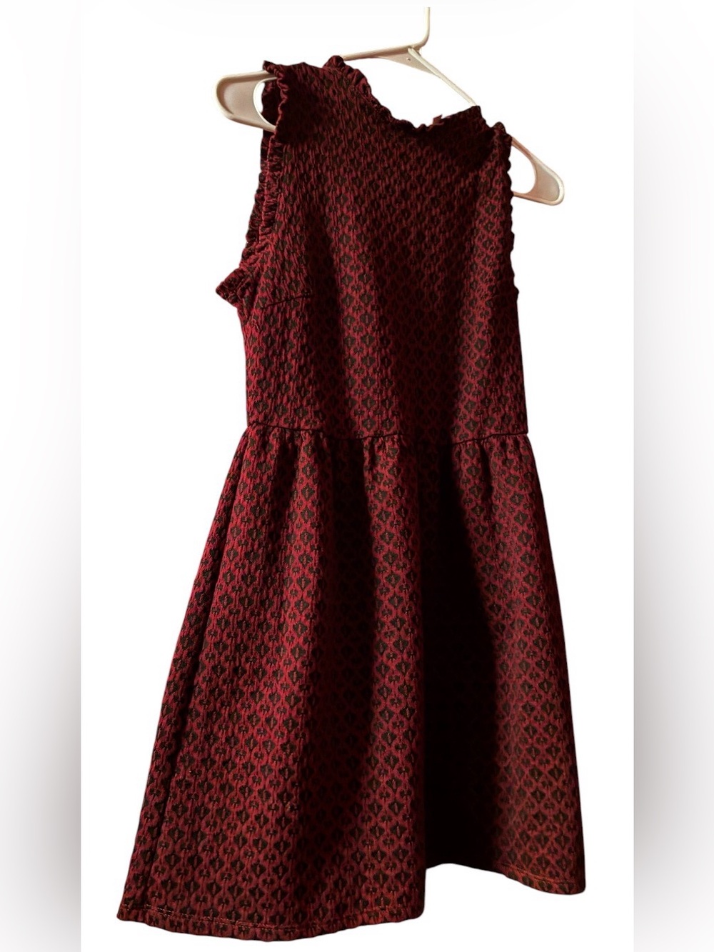 Xhilaration Red and Black Patterned Mini Dress with Back Zip XS